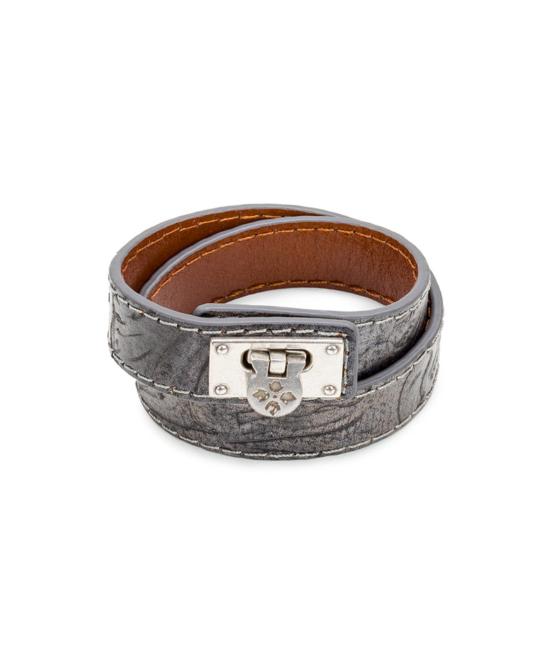 Rose Leather Cuff - Tooled Antique Silver