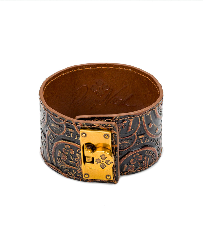 Irena Leather Cuff - Coin Tooled Bronze