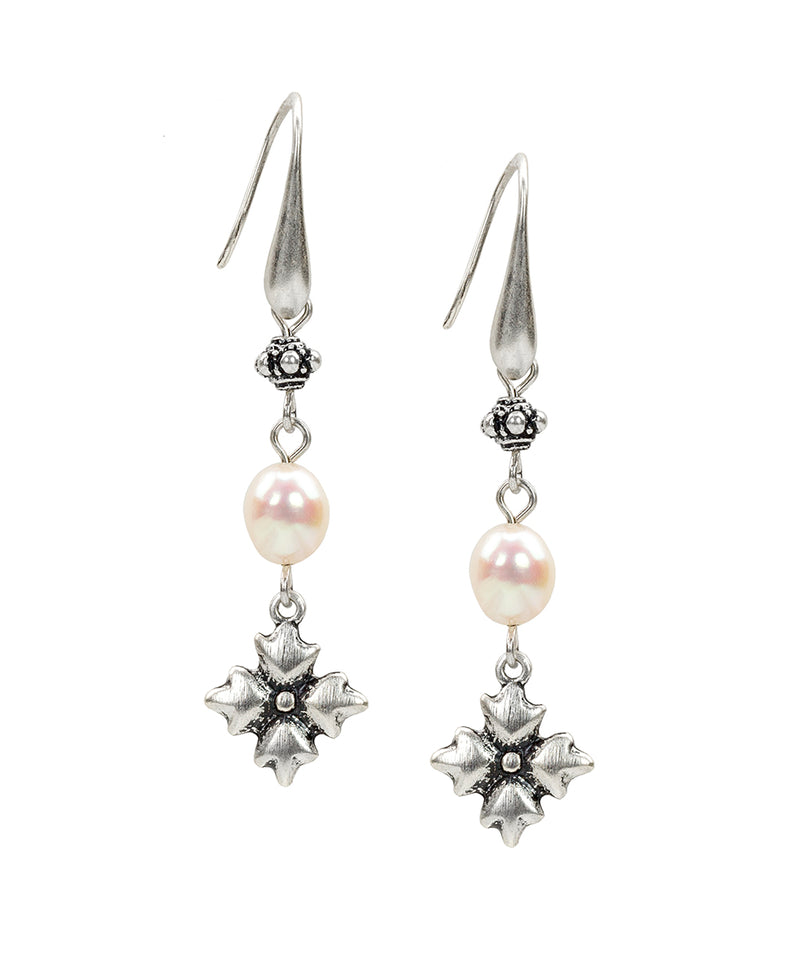 Mini Floret Pearl Dangle Earrings