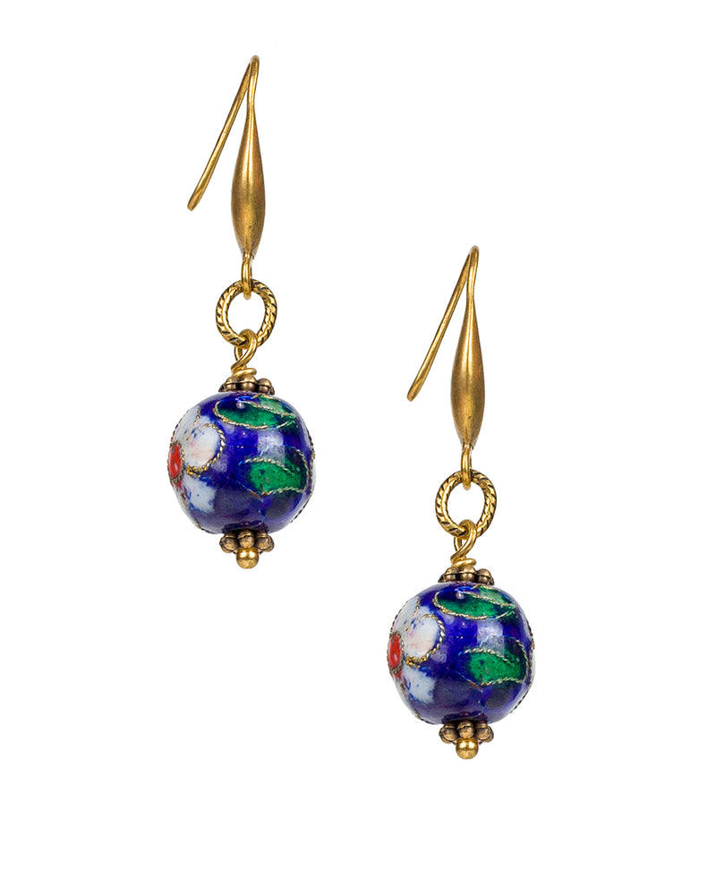 Bead Drop Earrings - Cloisonne