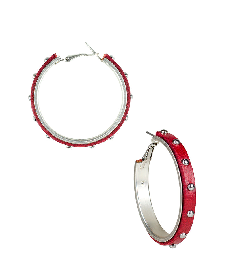 Carlotta Studded Hoop Earrings - Studded and Stacked Leather