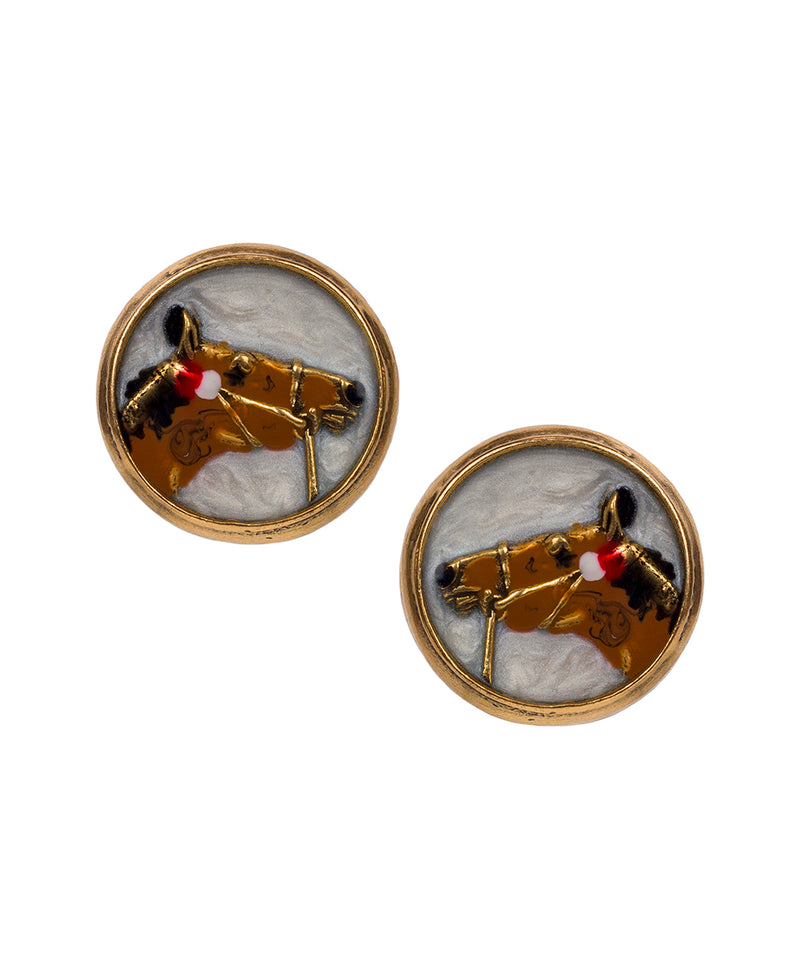 Button Earrings - Old English Intaglio