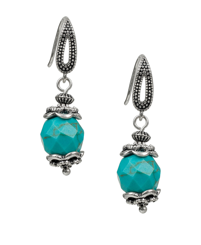 Turquoise Drop Earrings - Gypsy Stone Bead
