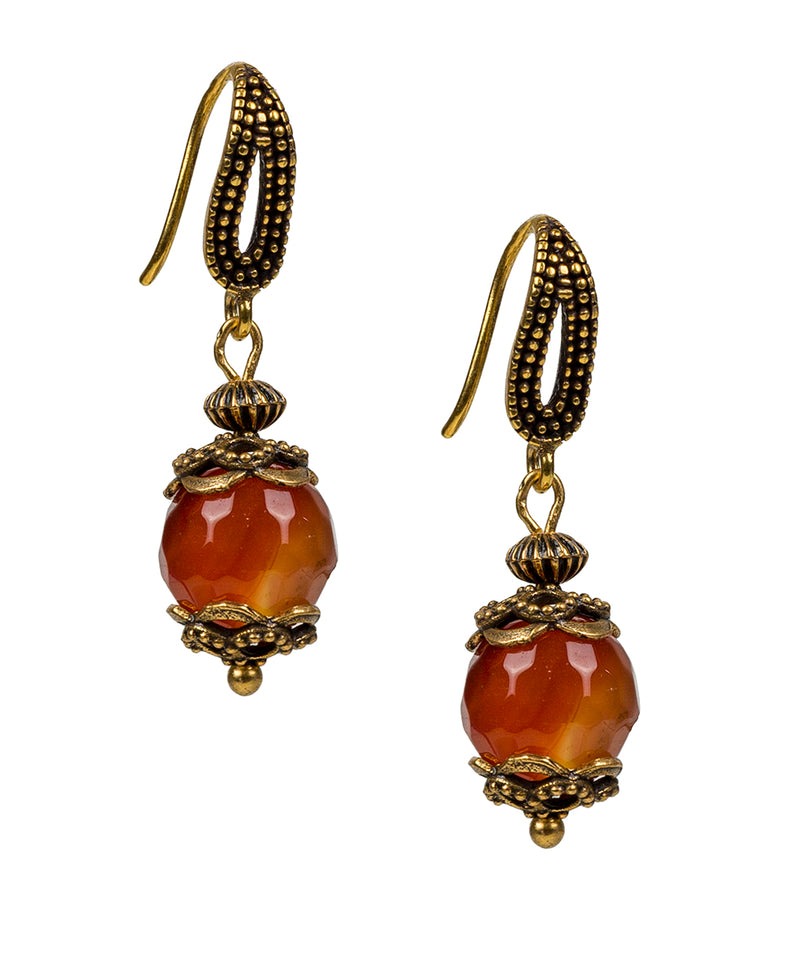 Amber Agate Drop Earrings - Gypsy Stone Bead