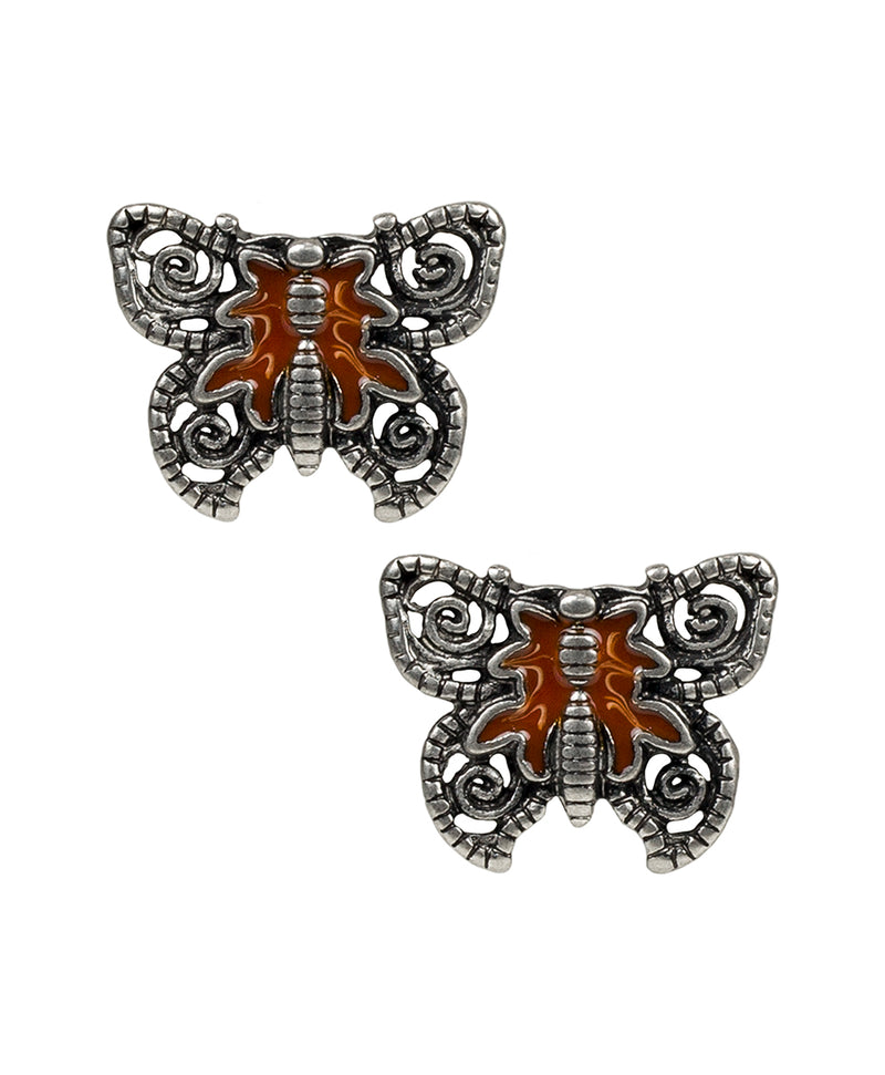 Enamel Butterfly Button Earrings - Charming Collection