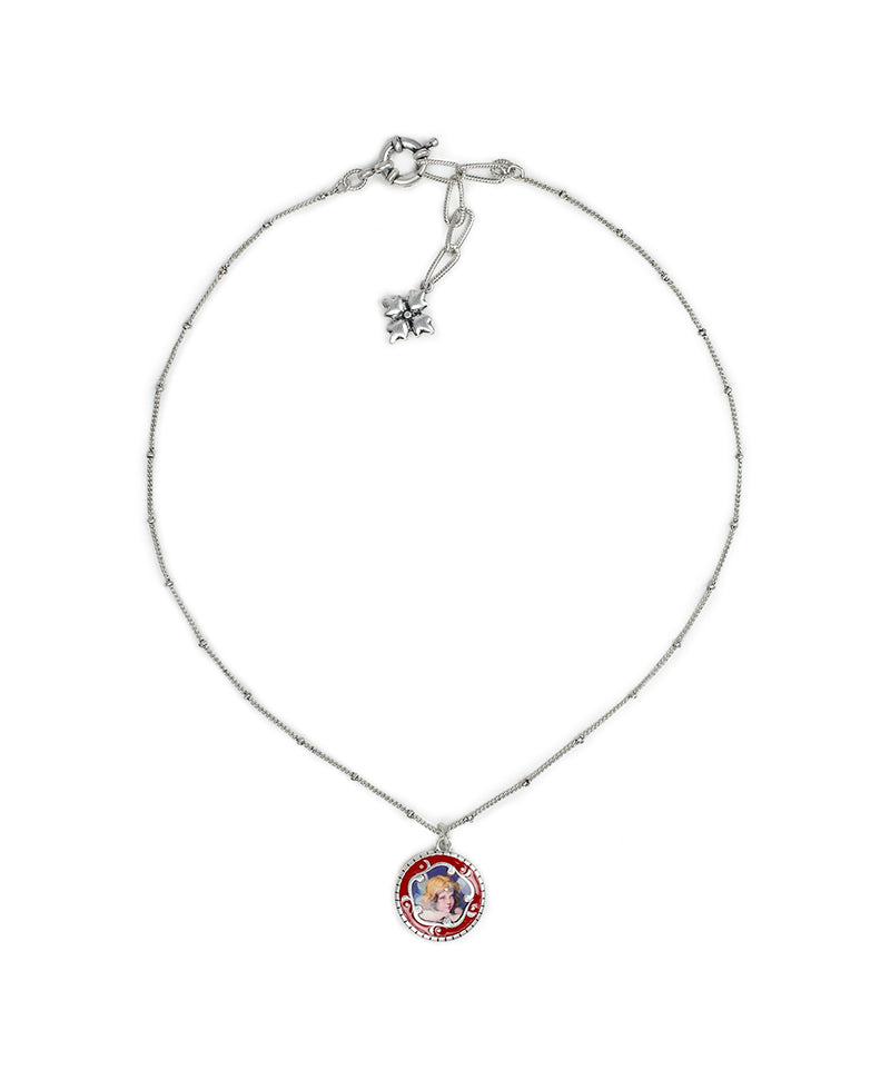 Small Pendant Necklace - Enamel Cherub