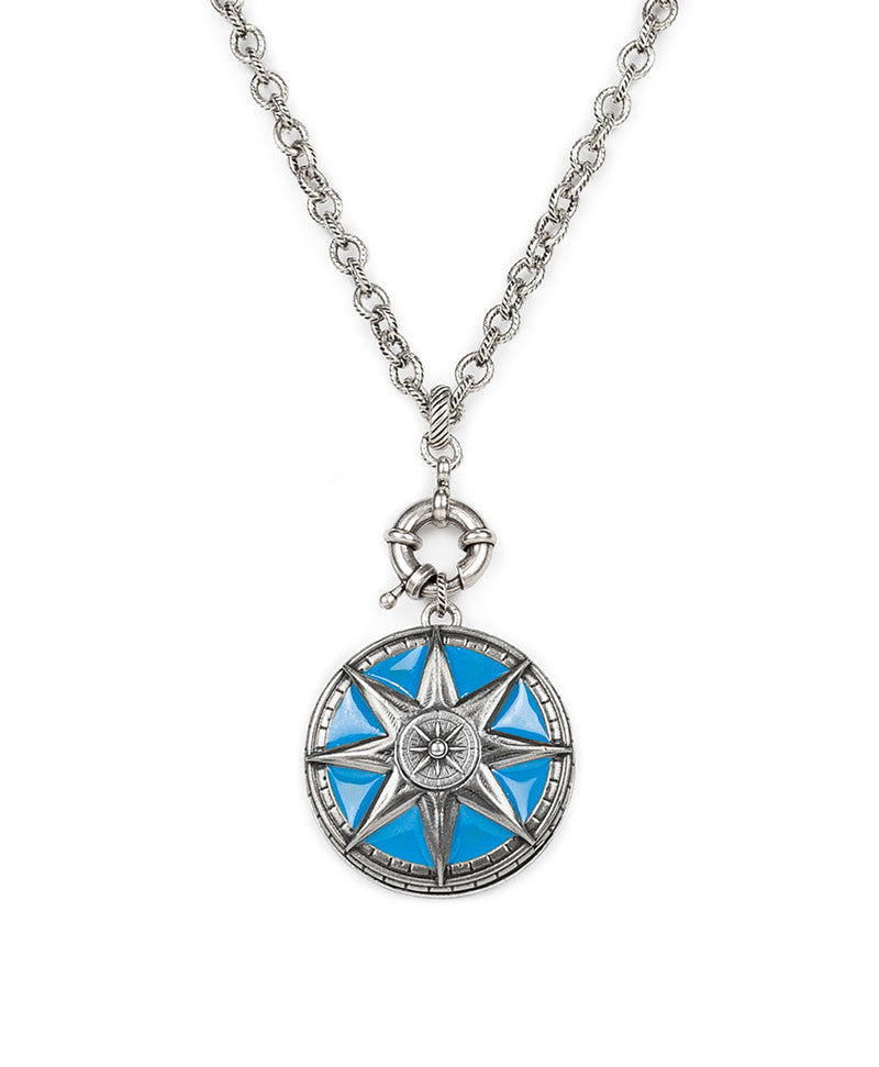 Locket Pendant Necklace - Colored Compass
