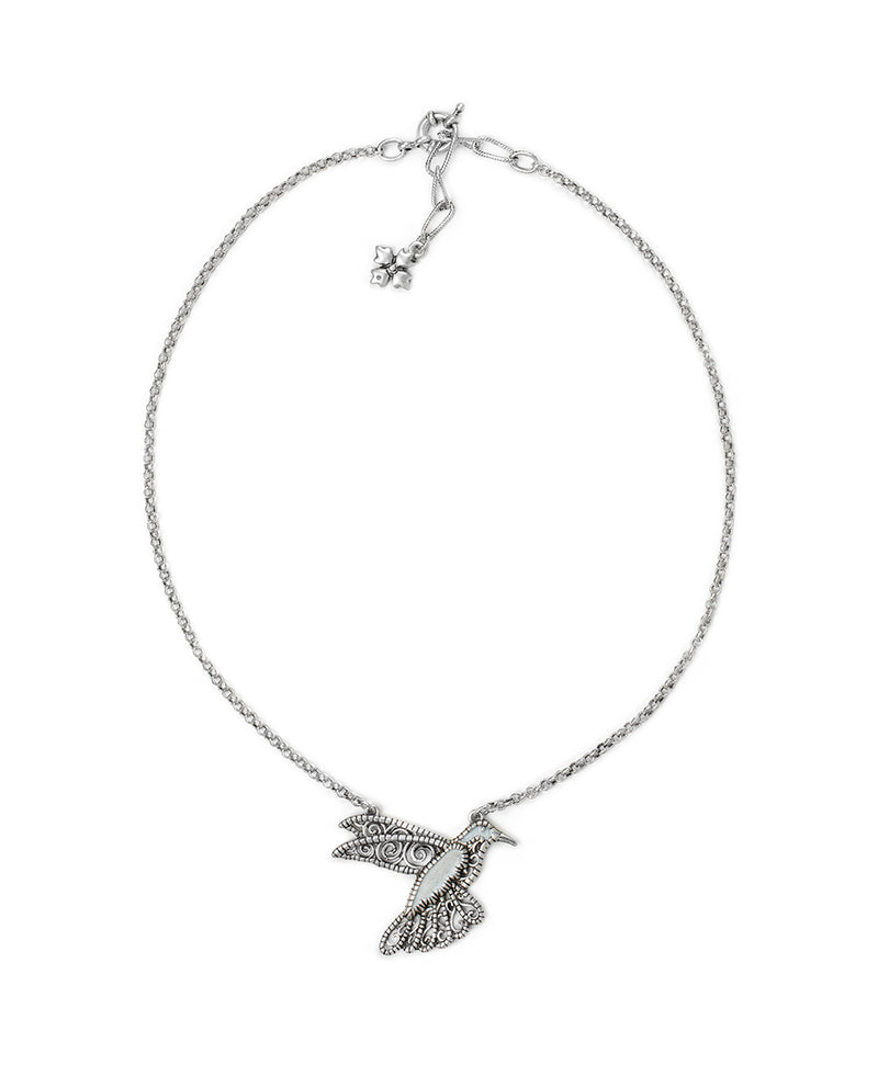Enamel Hummingbird Pendant Necklace - Charming Collection