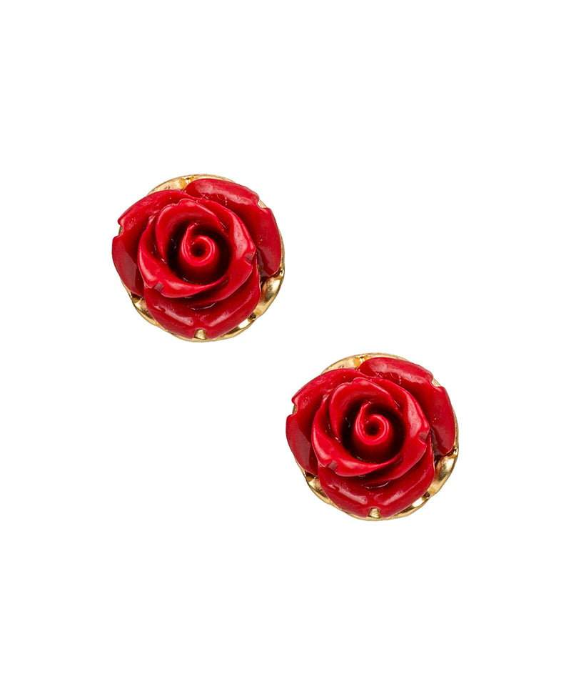 Carved Stud Earrings - English Rose