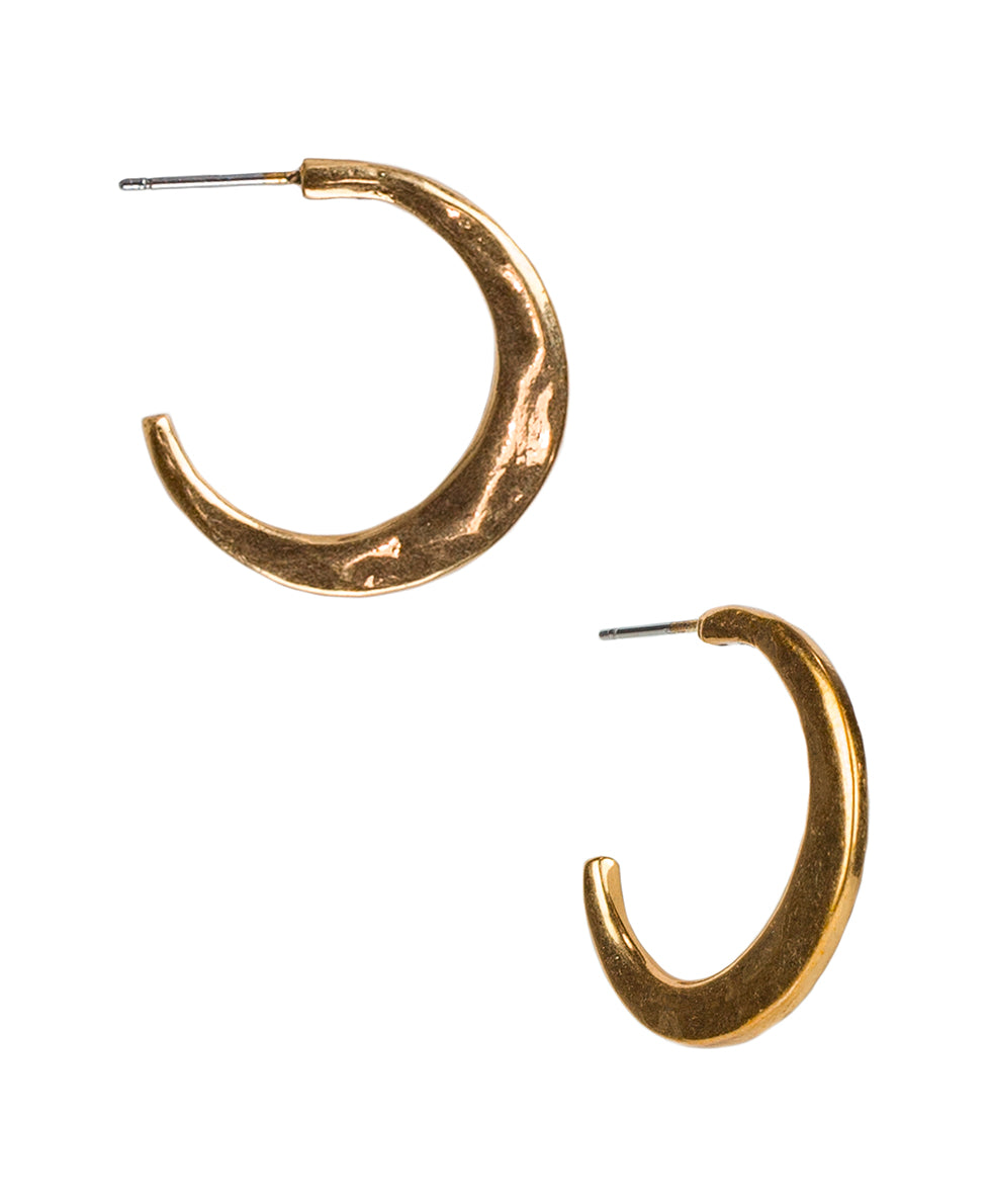 Hammered Hoop Earrings - Not So Basics - antique gold - by Patricia Nash - View 1 of 2