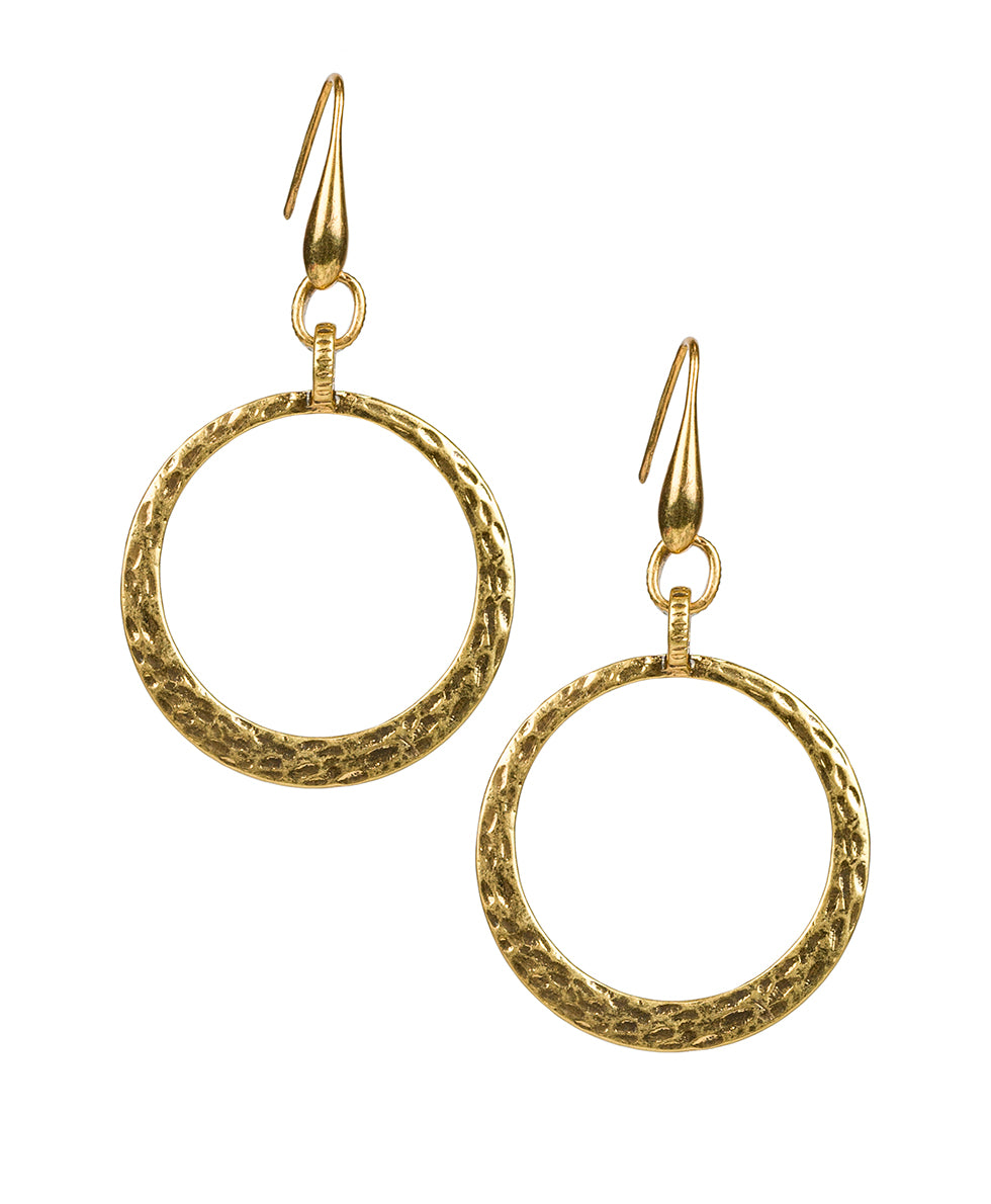 Hammered Wire Hoop Earrings - Basics Collection - antique gold - by Patricia Nash - View 1 of 2