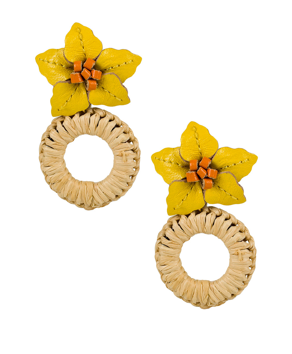 Elvira Flower Drop Earrings - Rattan - new yellow - by Patricia Nash - View 1 of 2