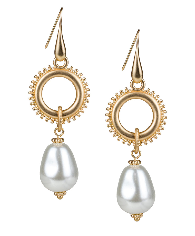 Ring Pearl Drop Earrings - Autumn Pearl