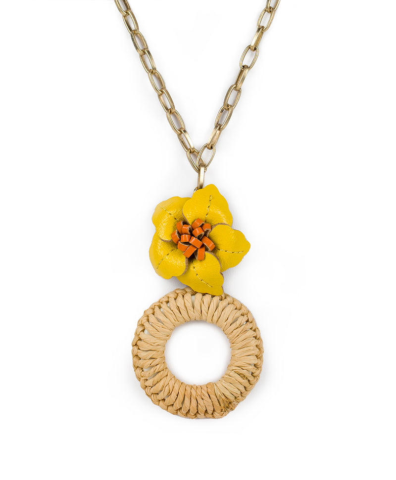 Valentina Flower Pendant Necklace - Rattan