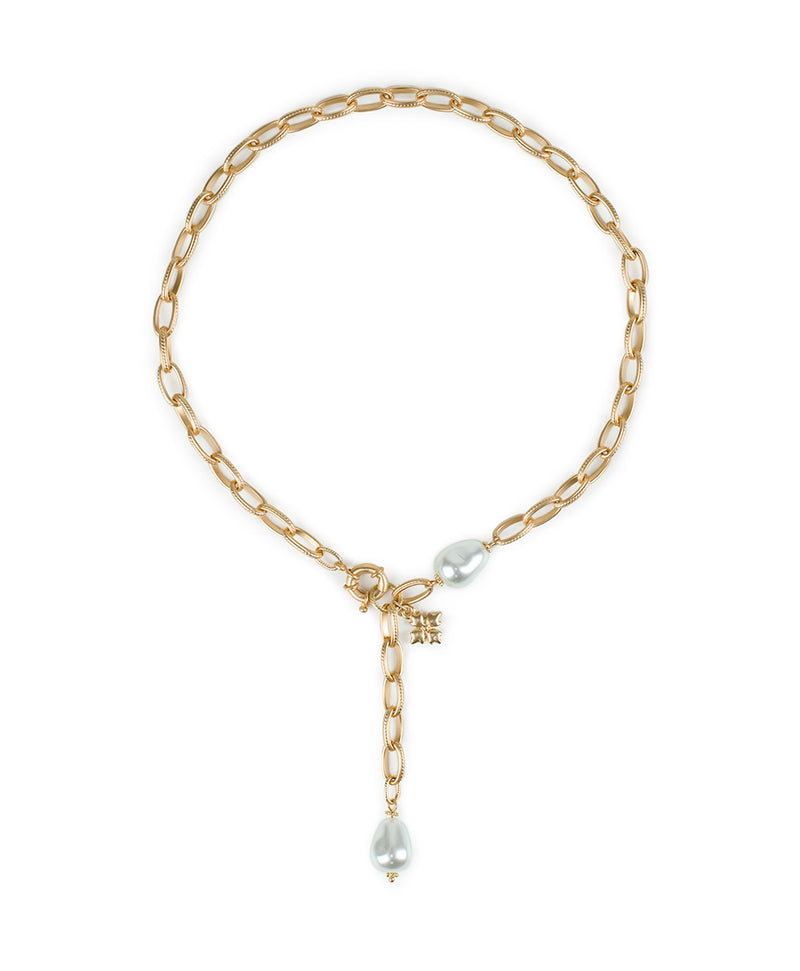 Faux Pearl Lariat Necklace - Autumn Pearl