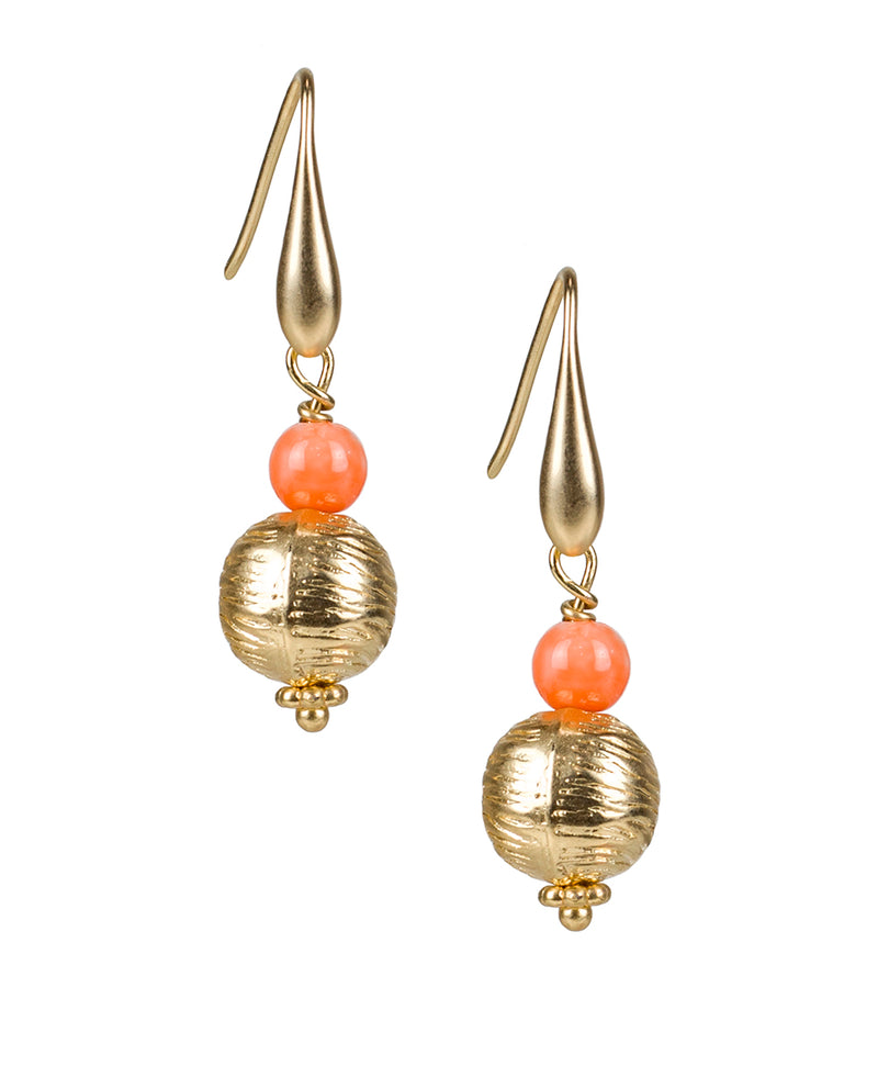 Dangle Earrings - Colorblock Orange/Gold