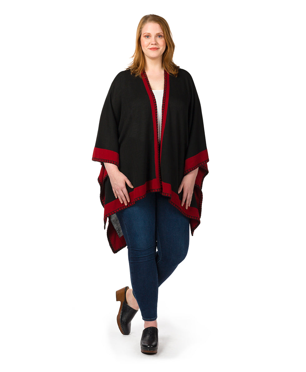 Colorblock Short Shawl - Classics - maroon / black - by Patricia Nash - View 1 of 50