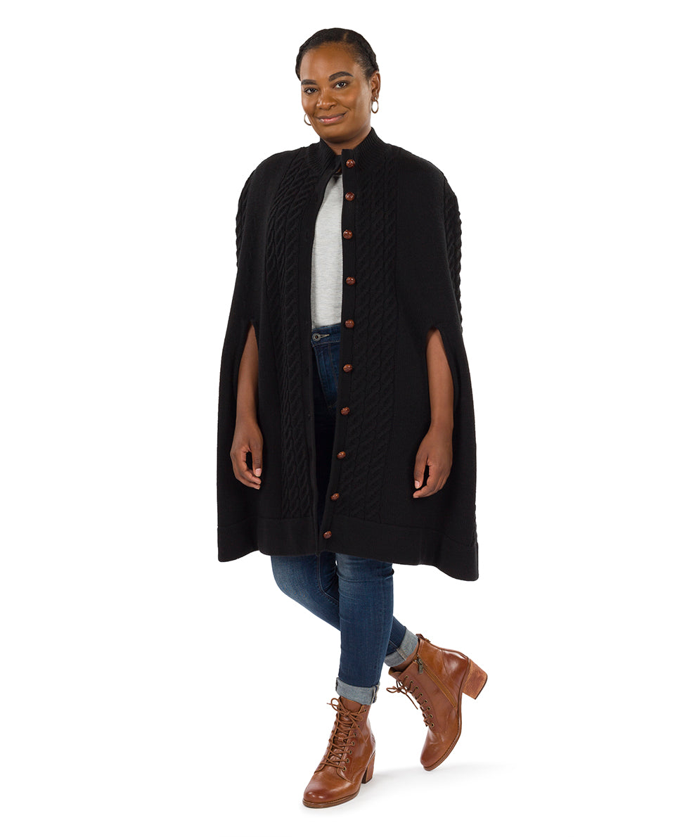 Long Cable Cape - Vintage - black - by Patricia Nash - View 1 of 23