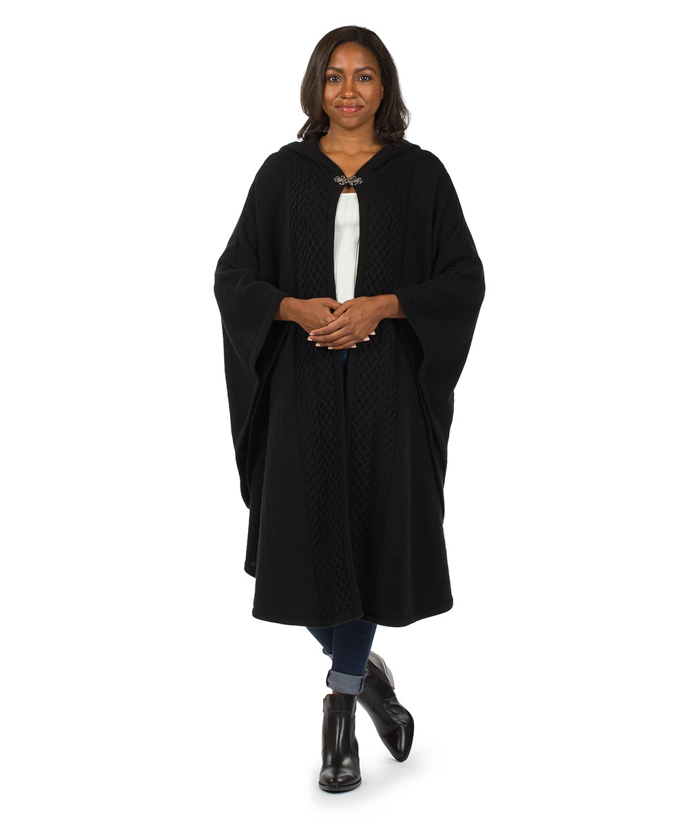 Hooded Cape with Clasp - Cable - black - by Patricia Nash - View 1 of 7