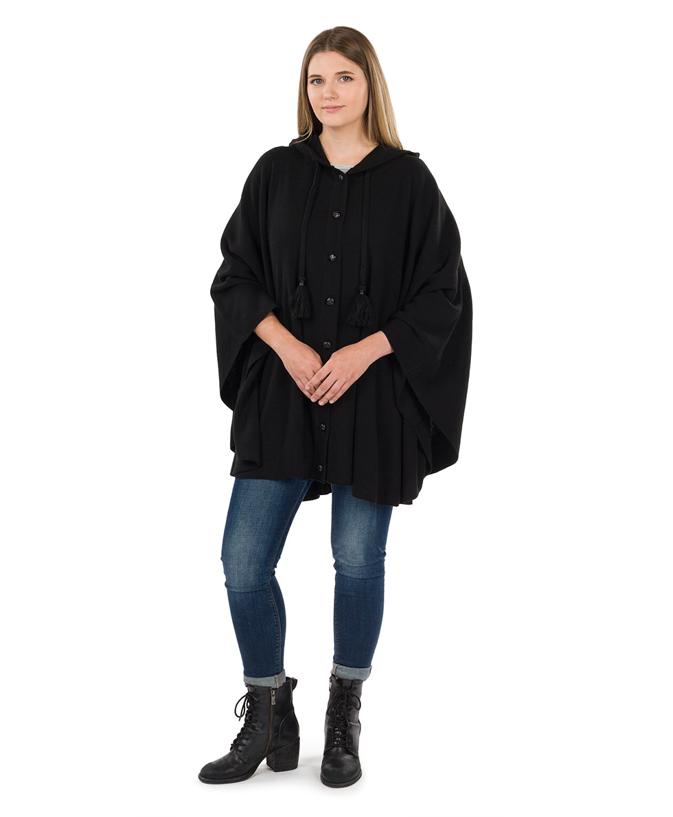 Hooded Cape with Buttons - Vintage - black - by Patricia Nash - View 1 of 6