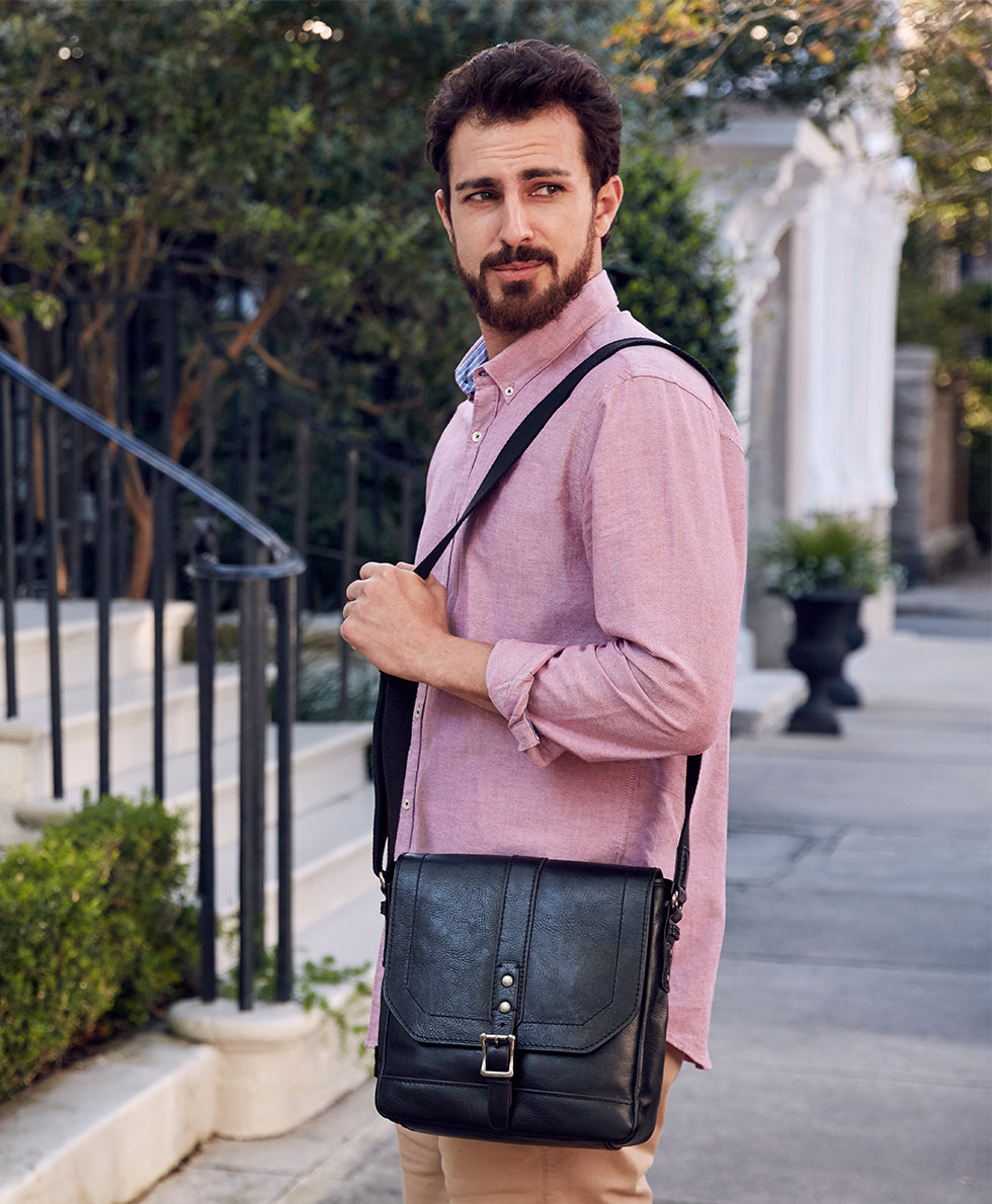 Male - North/South Crossbody Bag - Heritage - black - by Patricia Nash - View 7 of 7
