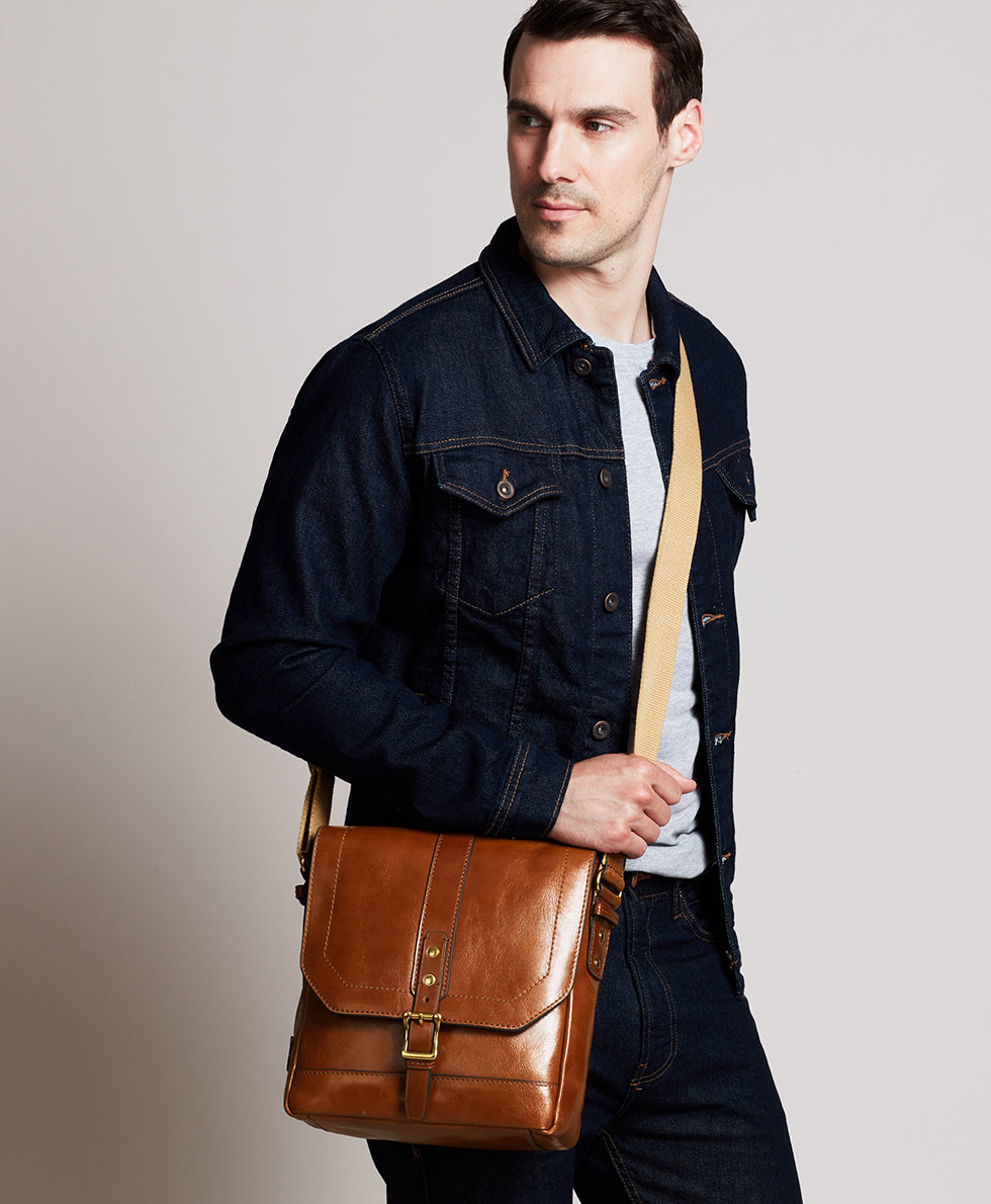 Male - North/South Crossbody Bag - Heritage - black - by Patricia Nash - View 11 of 14
