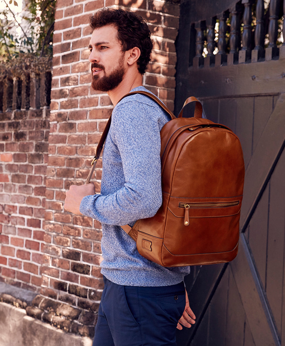 Male - Backpack - Heritage Leather - tan - by Patricia Nash - View 6 of 6