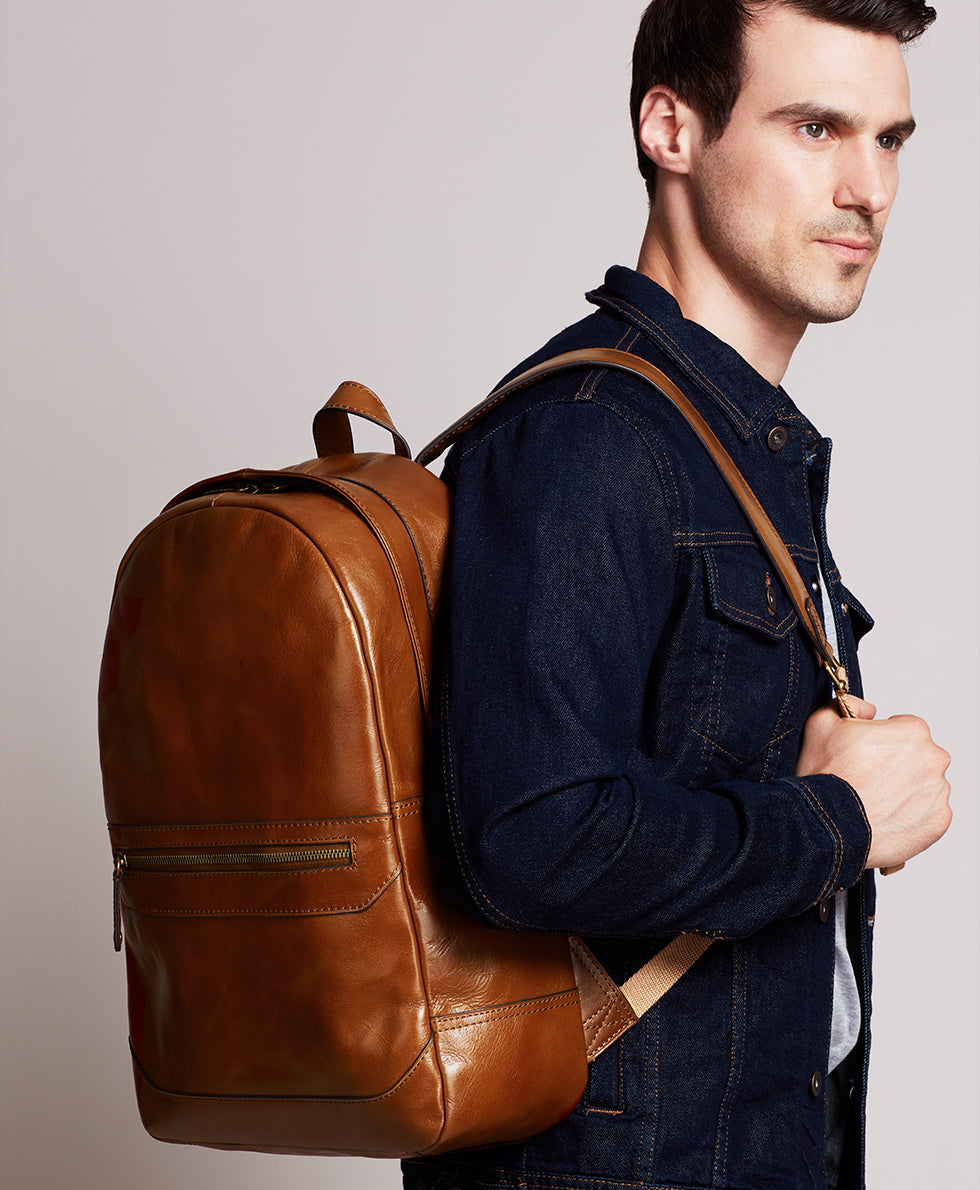 Male - Backpack - Heritage Leather - tan - by Patricia Nash - View 5 of 6