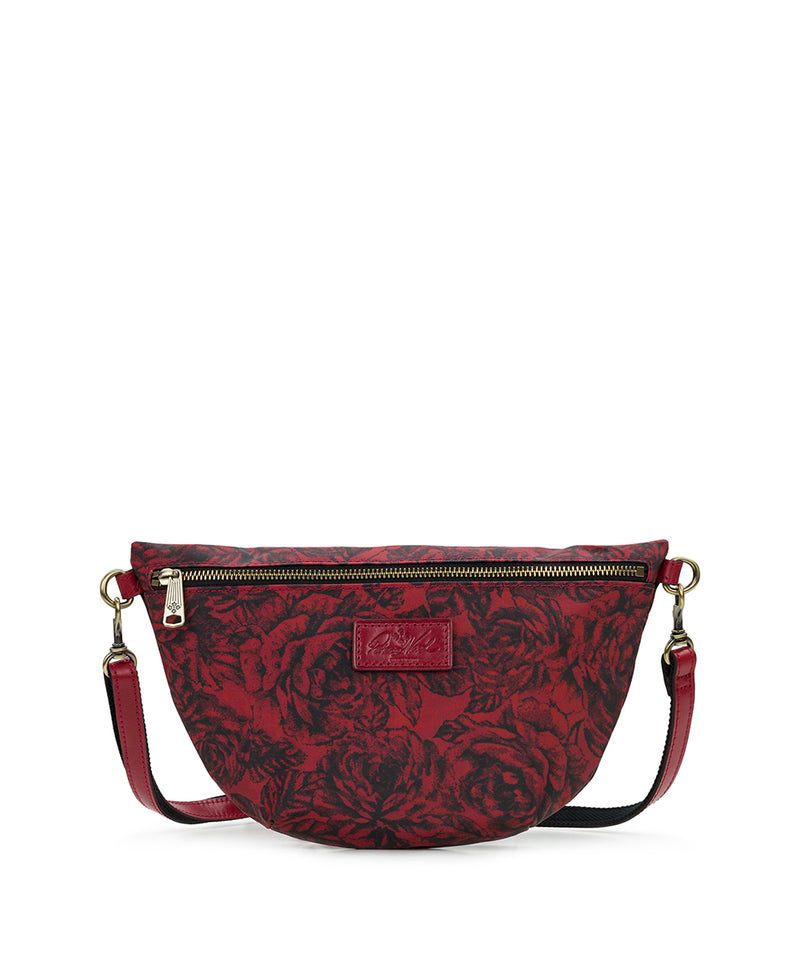 Tinchi Belt Bag - Patina Coated Linen Canvas Etched Roses Print