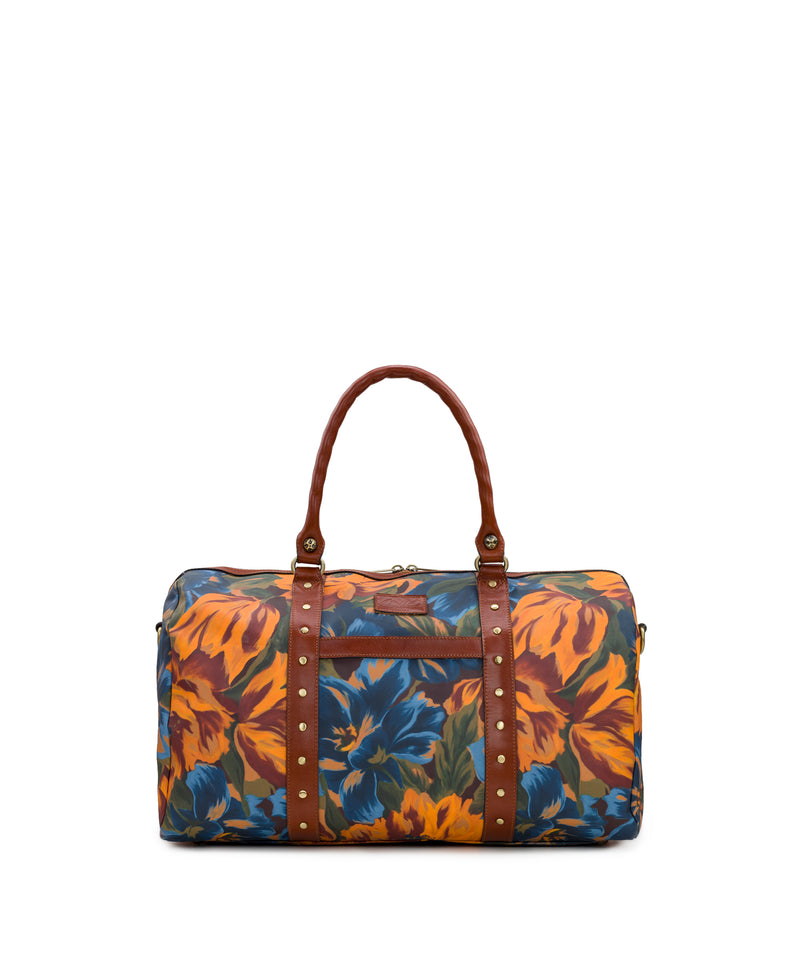 Milano Weekender Duffel Bag - Patina Coated Linen Canvas Marigold Harvest