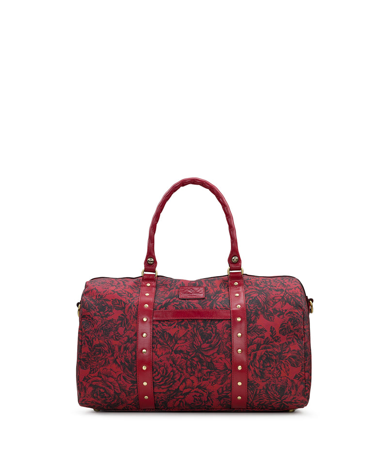 Milano Weekender Duffel - Patina Coated Linen Canvas Etched Roses