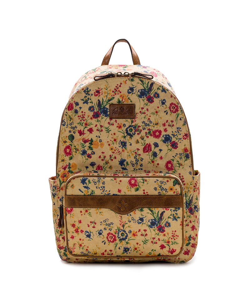 Genoa Backpack - Patina Coated Linen Canvas Prairie Rose