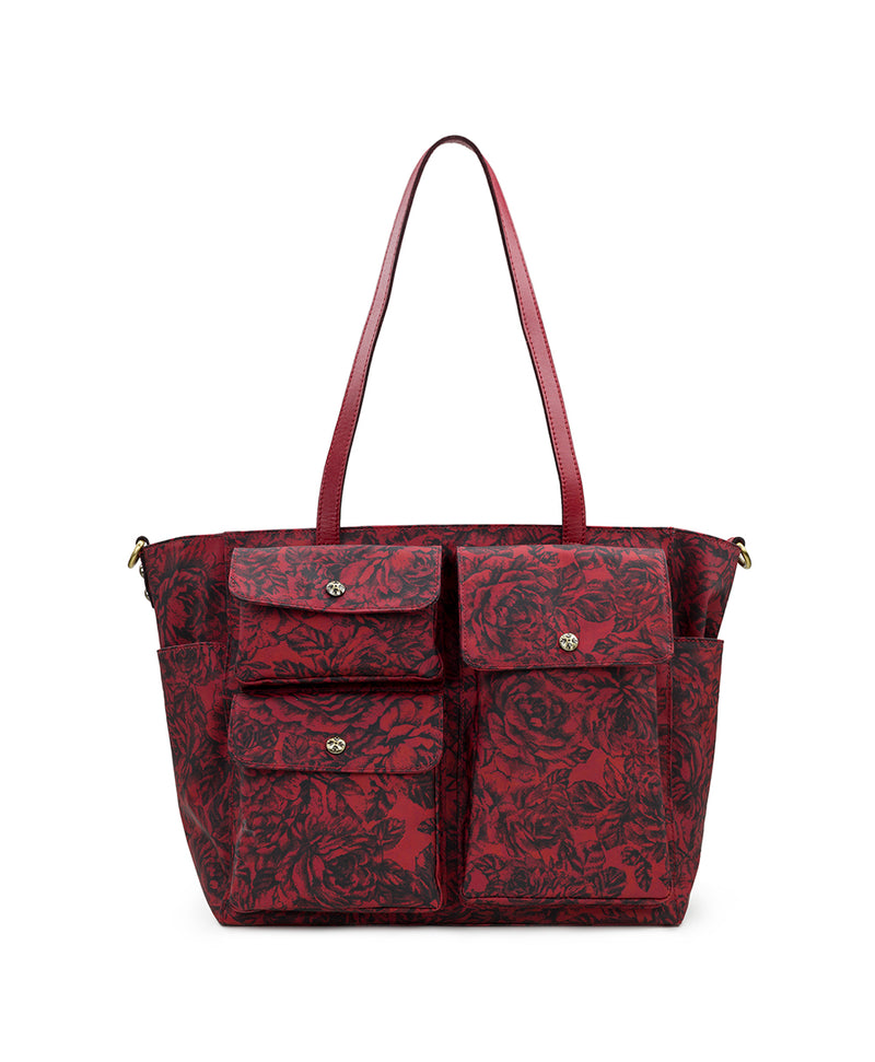Sorlana Travel Tote - Patina Coated Linen Canvas Etched Roses