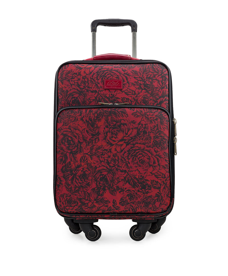 Vettore Trolley Bag - Patina Coated Linen Canvas Etched Roses