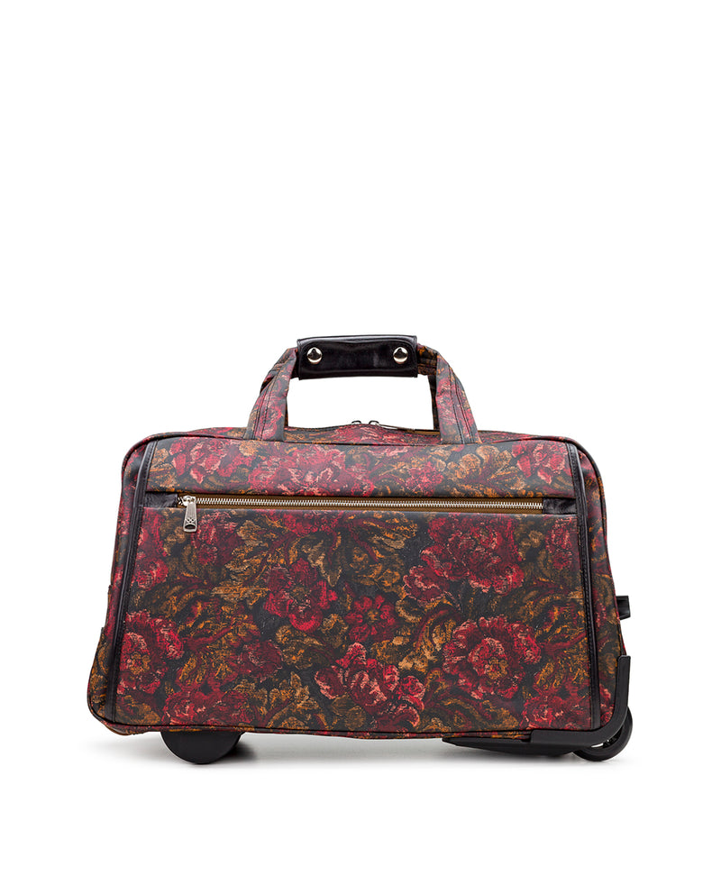 Sibillini Small Trolley Bag - Patina Coated Linen Canvas Vintage Floral Brocade
