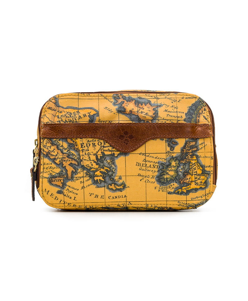 Gabella Cosmetic Pouch -  Patina Coated Linen Canvas European Map Print