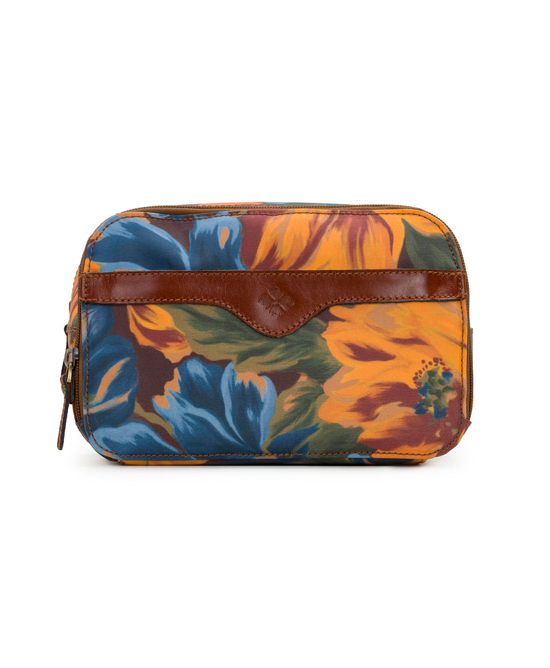 Gabella Cosmetic Pouch - Patina Coated Linen Canvas Marigold Harvest