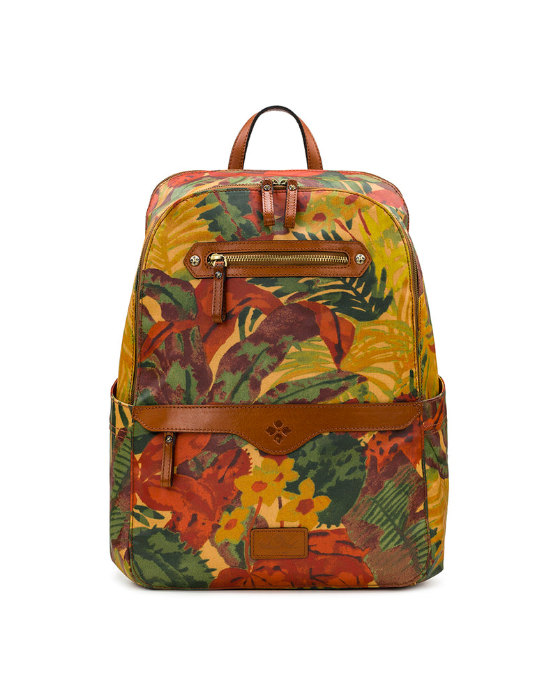 Karina Backpack - Patina Coated Linen Canvas Tropical Dreams