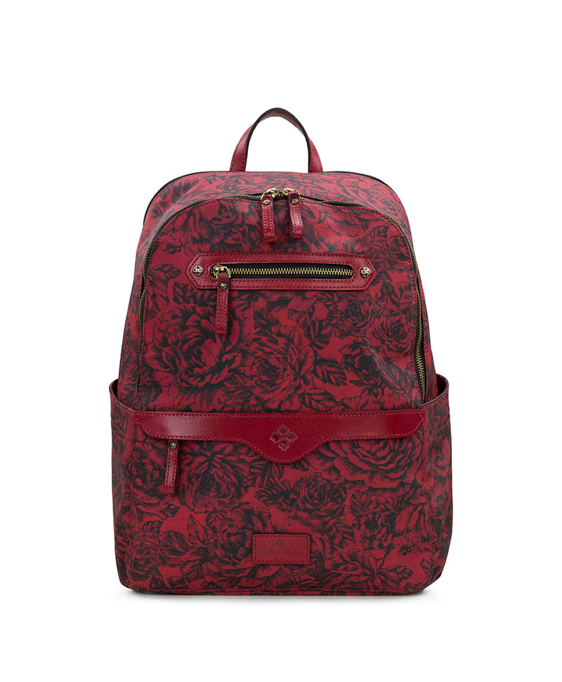Karina Backpack - Patina Coated Linen Canvas Etched Roses