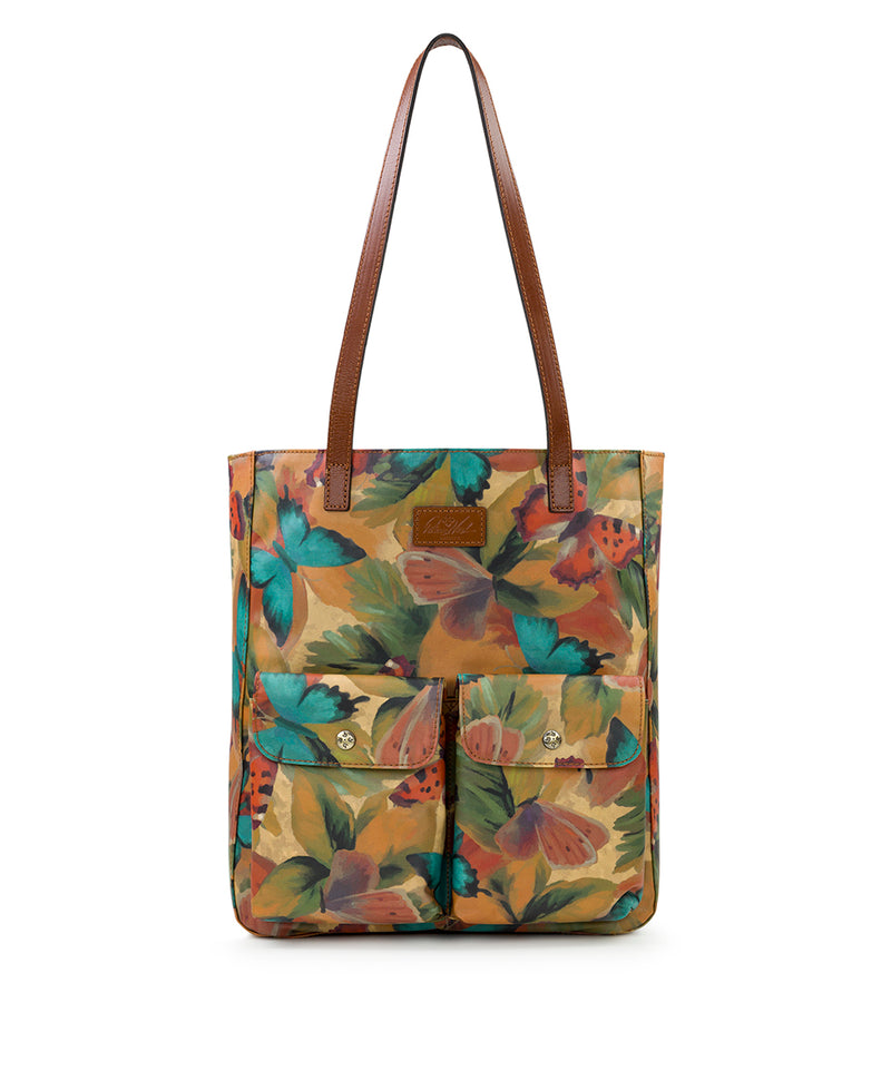Alina Tote - Patina Coated Linen Canvas Watercolor Butterfly Print
