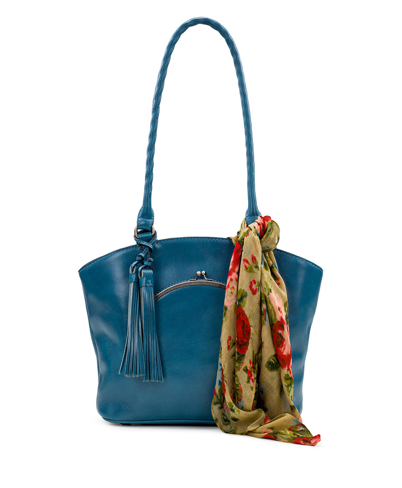 Zorita Satchel With Vintage Victorian Garden Scarf - Distressed Vintage