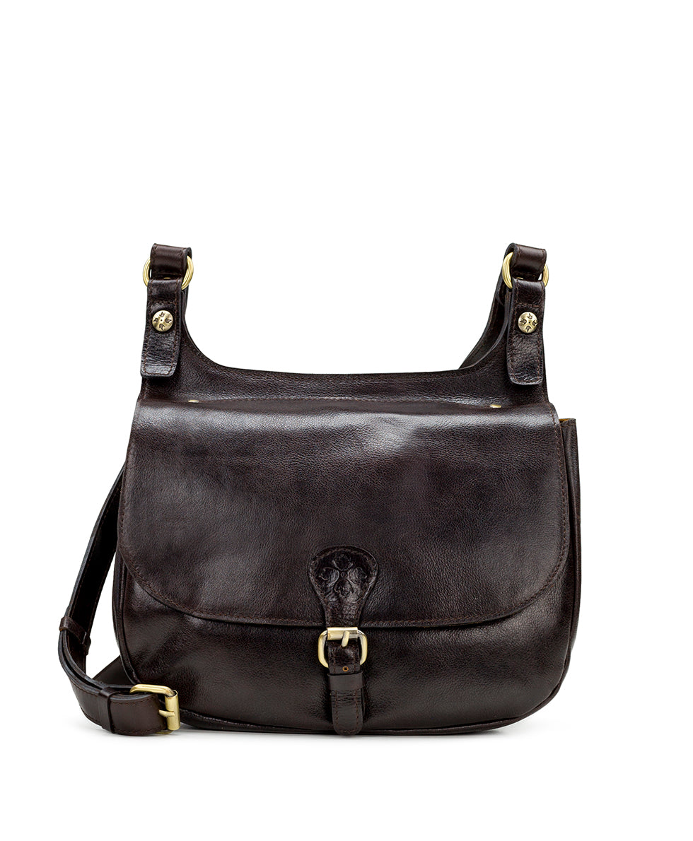 London Saddle Bag - Vintage Distressed Leather - chocolate - by Patricia Nash - View 1 of 5