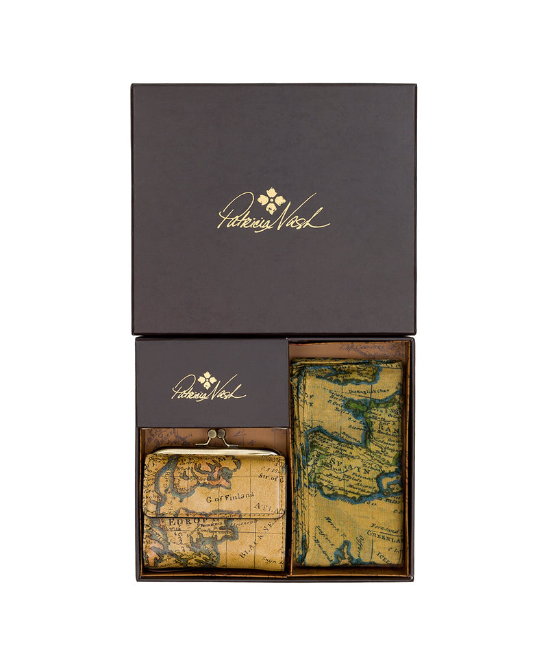 Astor Wallet and Scarf Gift Set - European Map