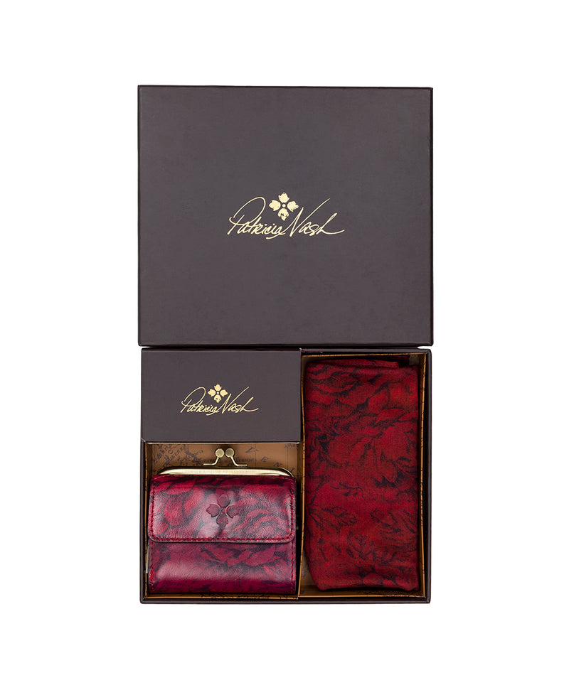 Astor Wallet and Scarf Gift Set - Etched Roses