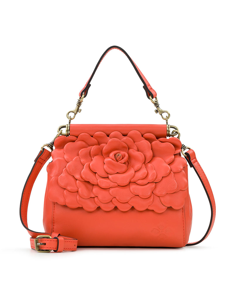 Valentino Coral Orange Leather Rose Flap Shoulder Bag Valentino