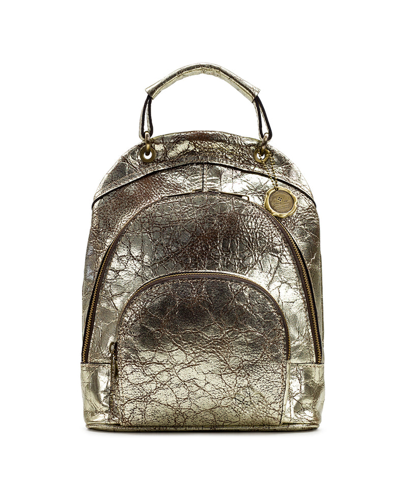 Alencon Backpack Distressed Metallic Leather Patricia Nash