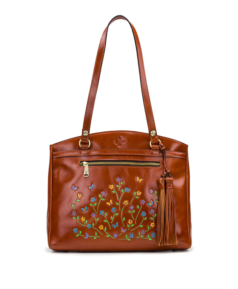 Poppy Tote - Handpainted Floral Tooled