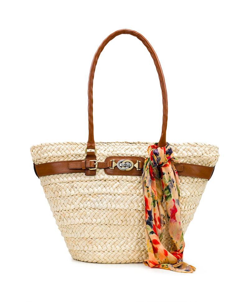 Vieste Straw Tote With Rainforest Scarf - Specialty Woven