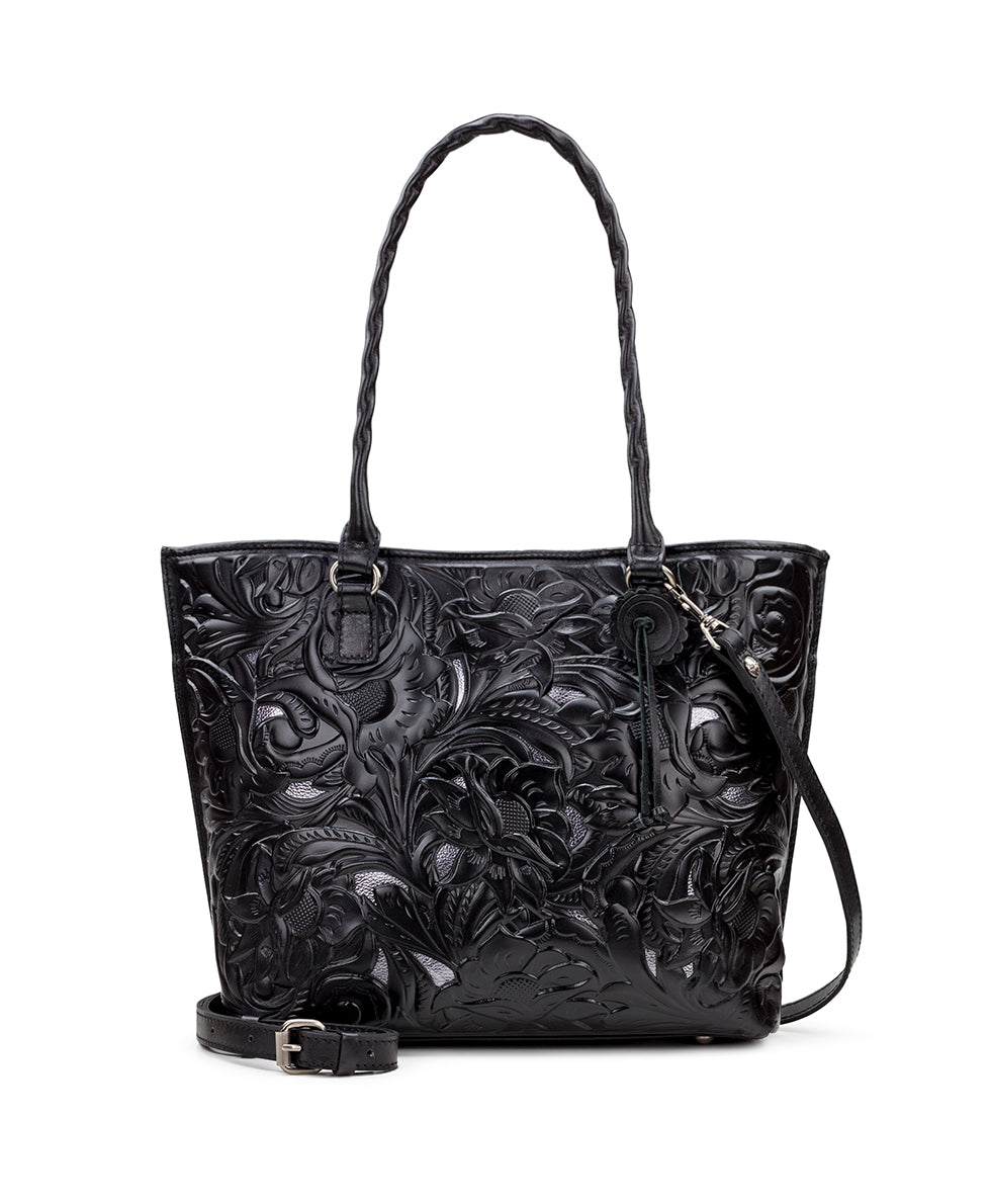 Adeline Burnished Cutout Tooled Tote - Black – Patricia Nash